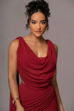 Red Divine Drape Skirt Set