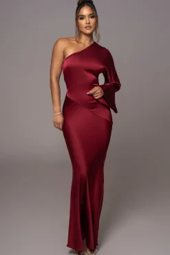 Red Femme Drape Maxi Dress