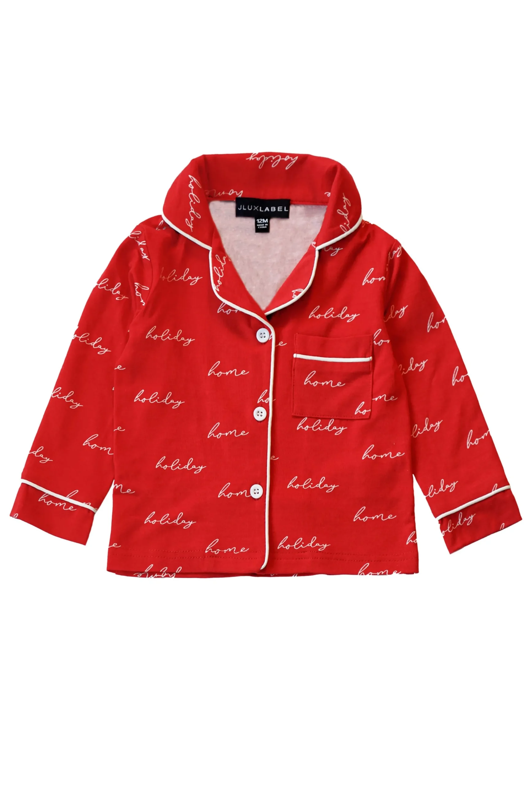 Red Home For The Holidays Kids Pajama Set
