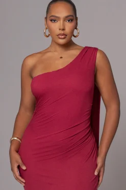 Red Kianna Drape Maxi Dress