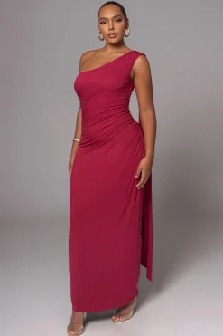 Red Kianna Drape Maxi Dress