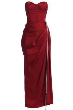 Red Olea Satin Skirt