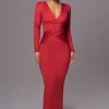 Red Rowan Plunge Maxi Dress
