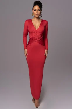 Red Rowan Plunge Maxi Dress