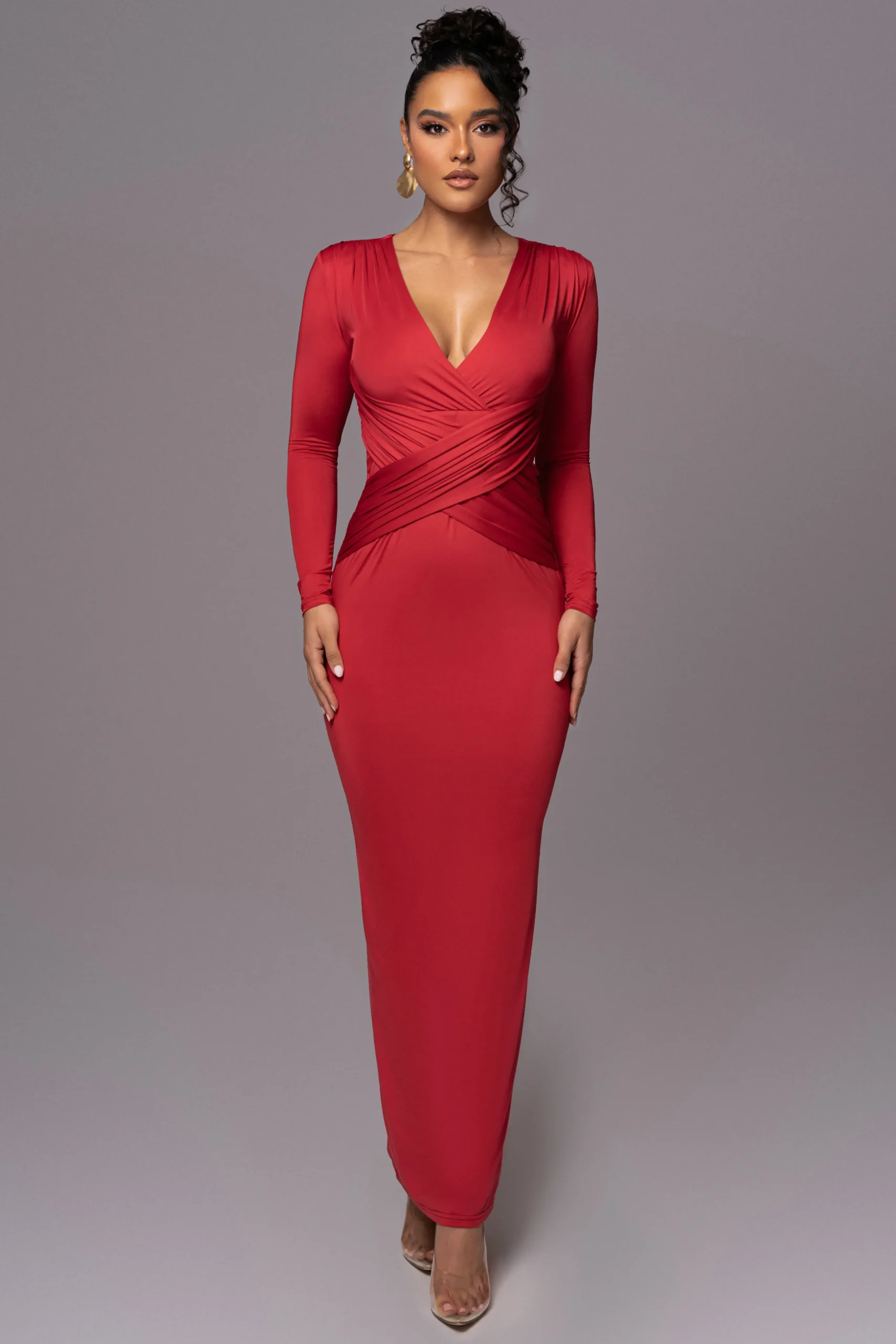 Red Rowan Plunge Maxi Dress