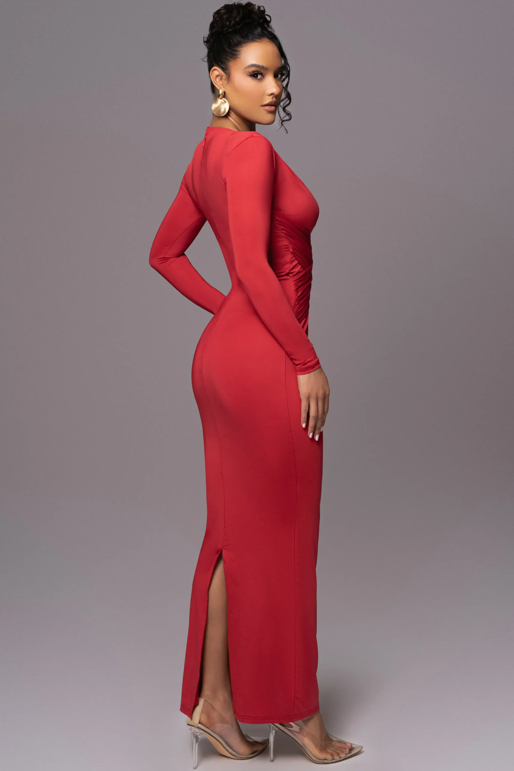 Red Rowan Plunge Maxi Dress