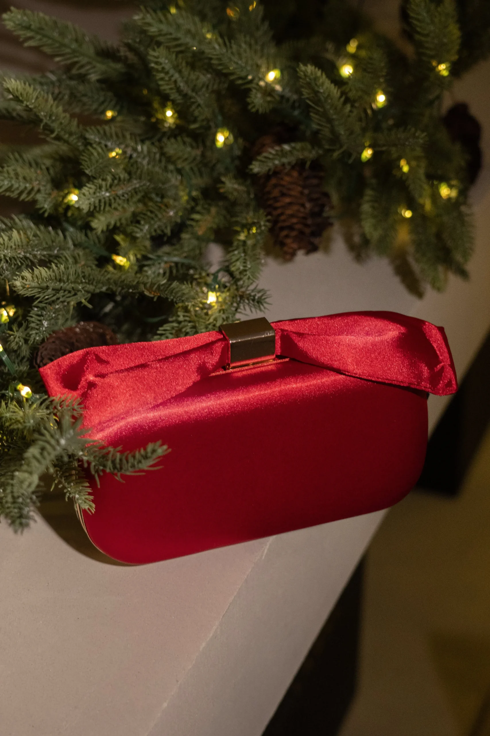 Red Satin Bow Clutch