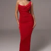 Red Slinky Krishna One Shoulder Maxi Dress