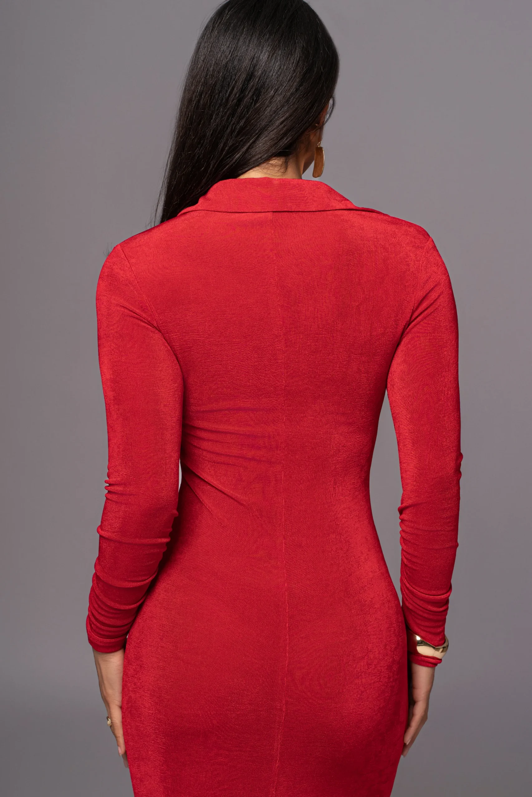 Red Zahra Button Front Maxi Dress