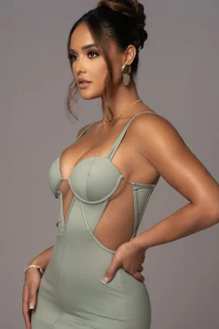 Sage Enchantment Bustier Maxi Dress