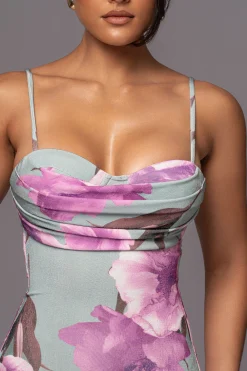 Sage Floral Slinky Visions Of You Maxi Dress