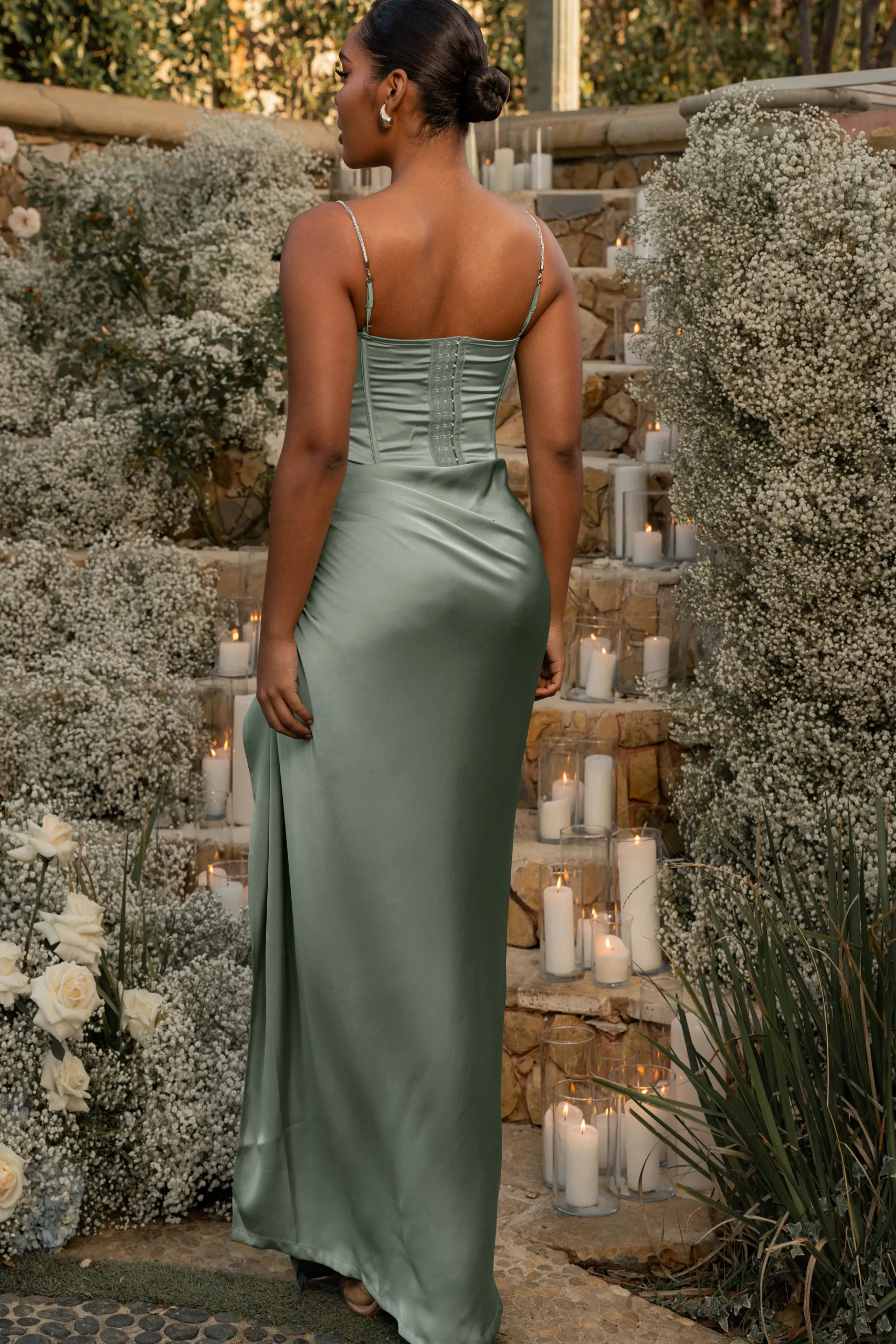 Sage Olea Satin Skirt