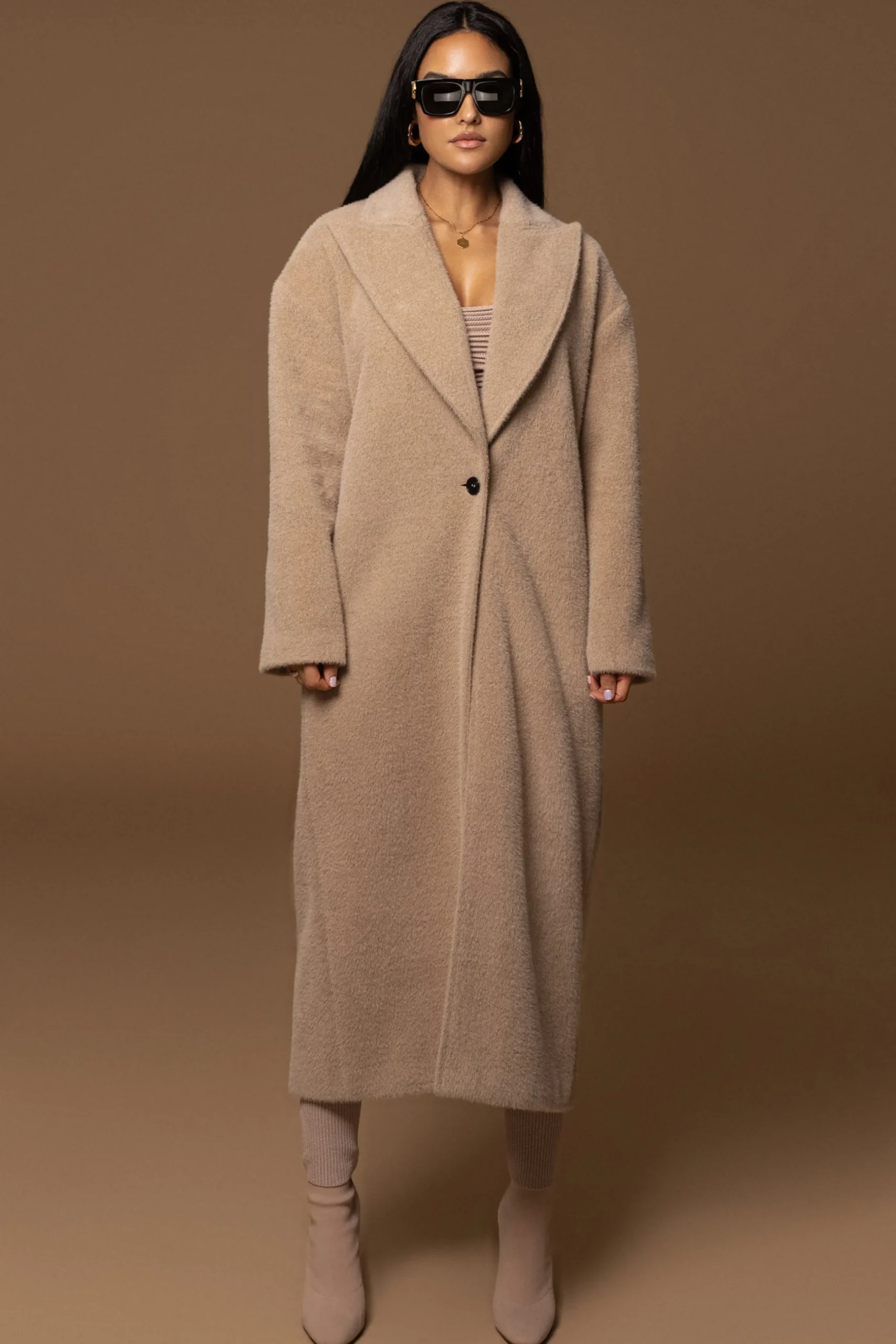 Sand Chelsie Longline Coat