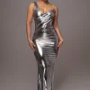Silver Metallic Belle Maxi Dress