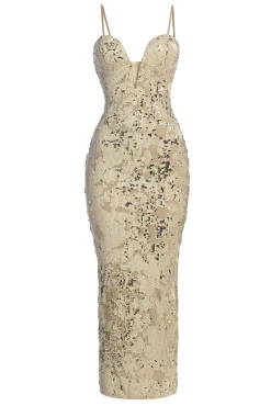 Stone Gilded Sequin Maxi Dress