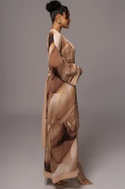 Tan Abstract Alissa Printed Duster