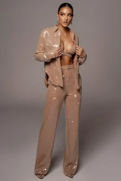 Tan Elowen Sequin Trousers
