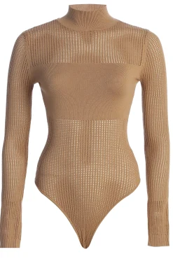 Tan Klaudette Knit Bodysuit