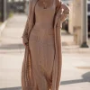 Tan Missy Cable Sweater Midi Skirt