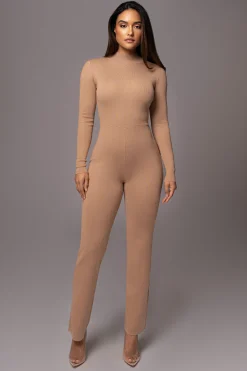 Tan Noel Sweater Knit Jumpsuit