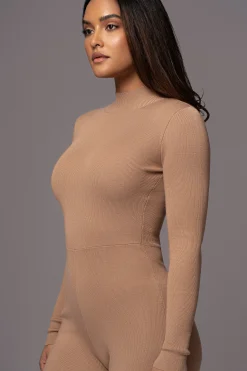 Tan Noel Sweater Knit Jumpsuit