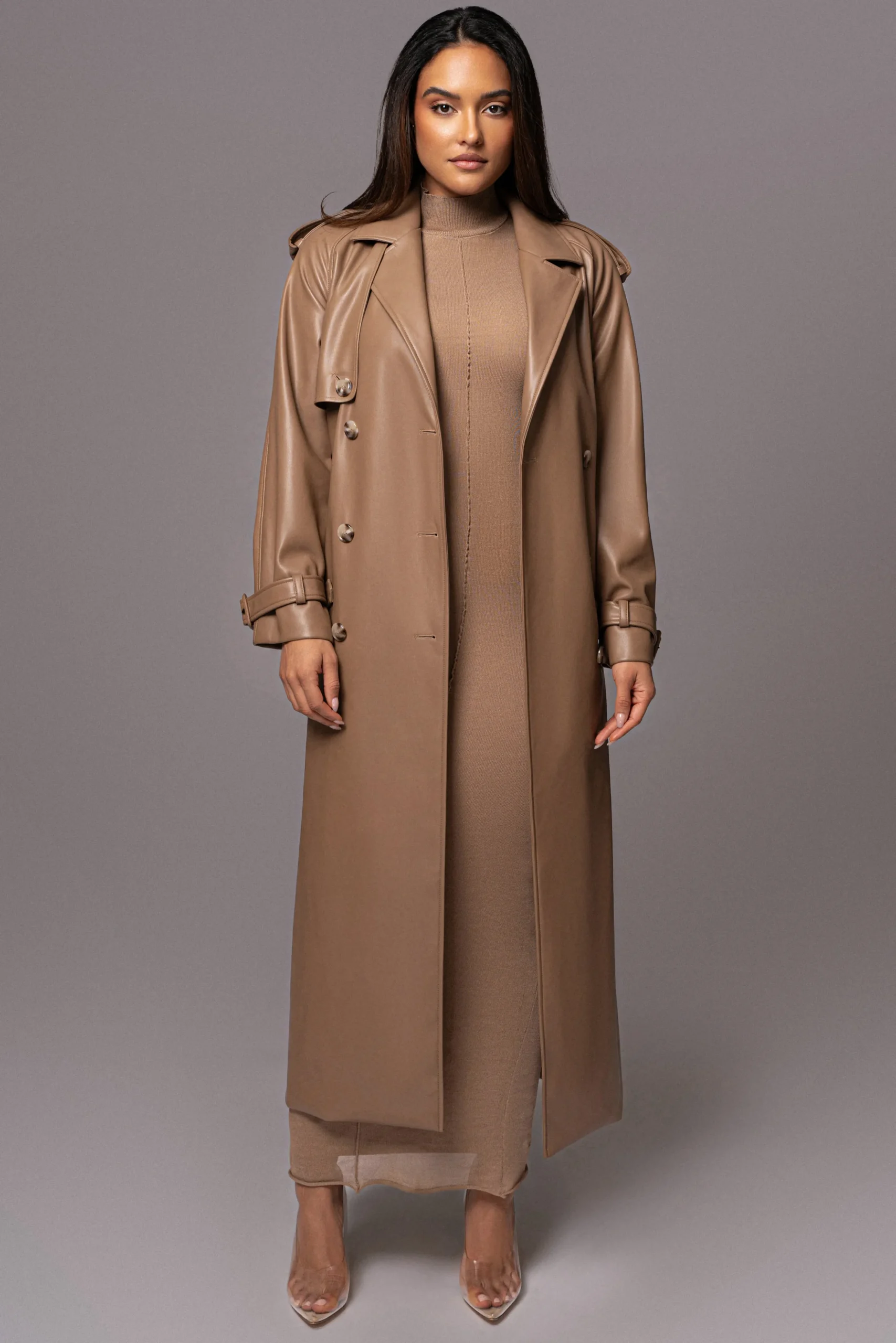 Tan Odin Faux Leather Coat