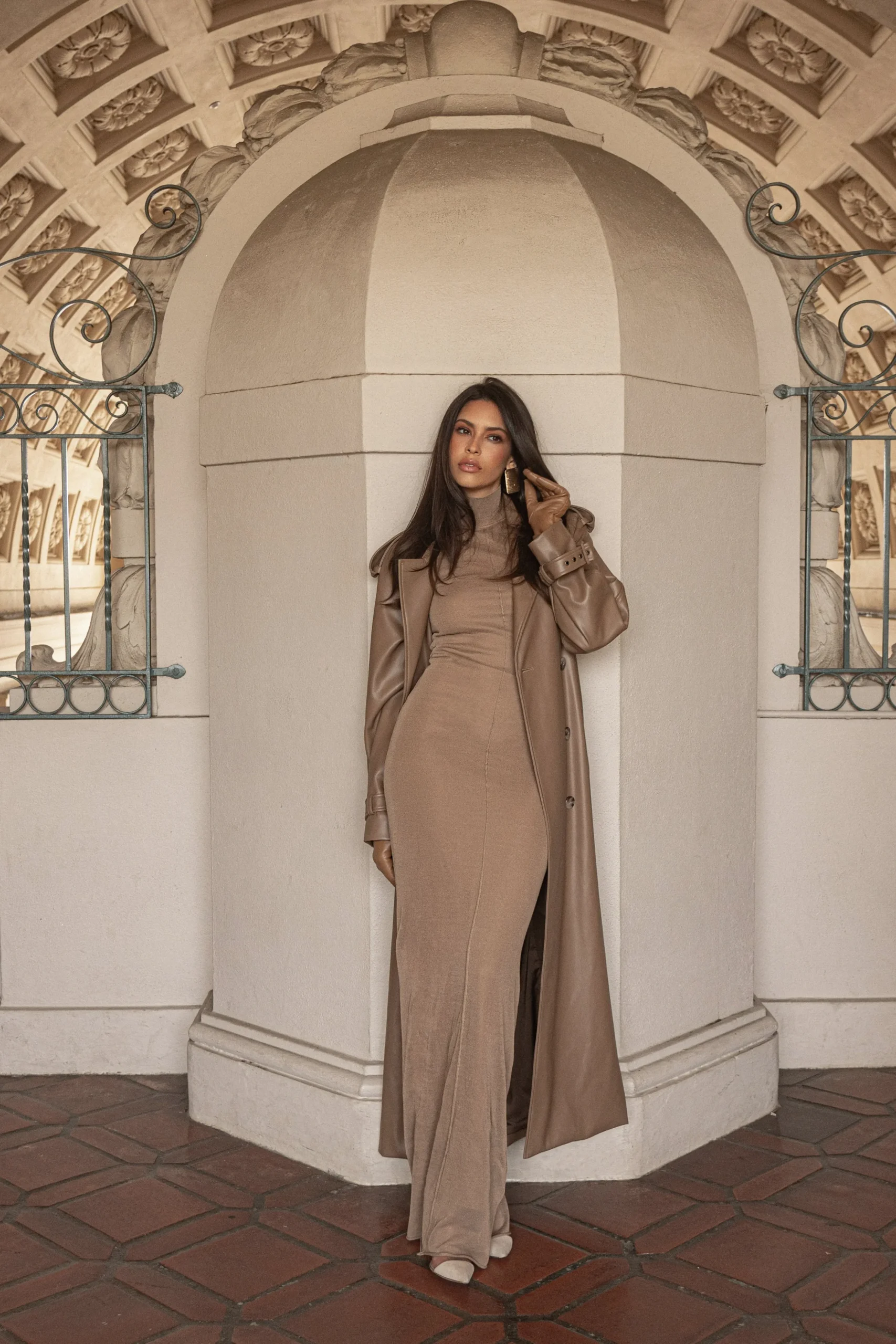 Tan Odin Faux Leather Coat