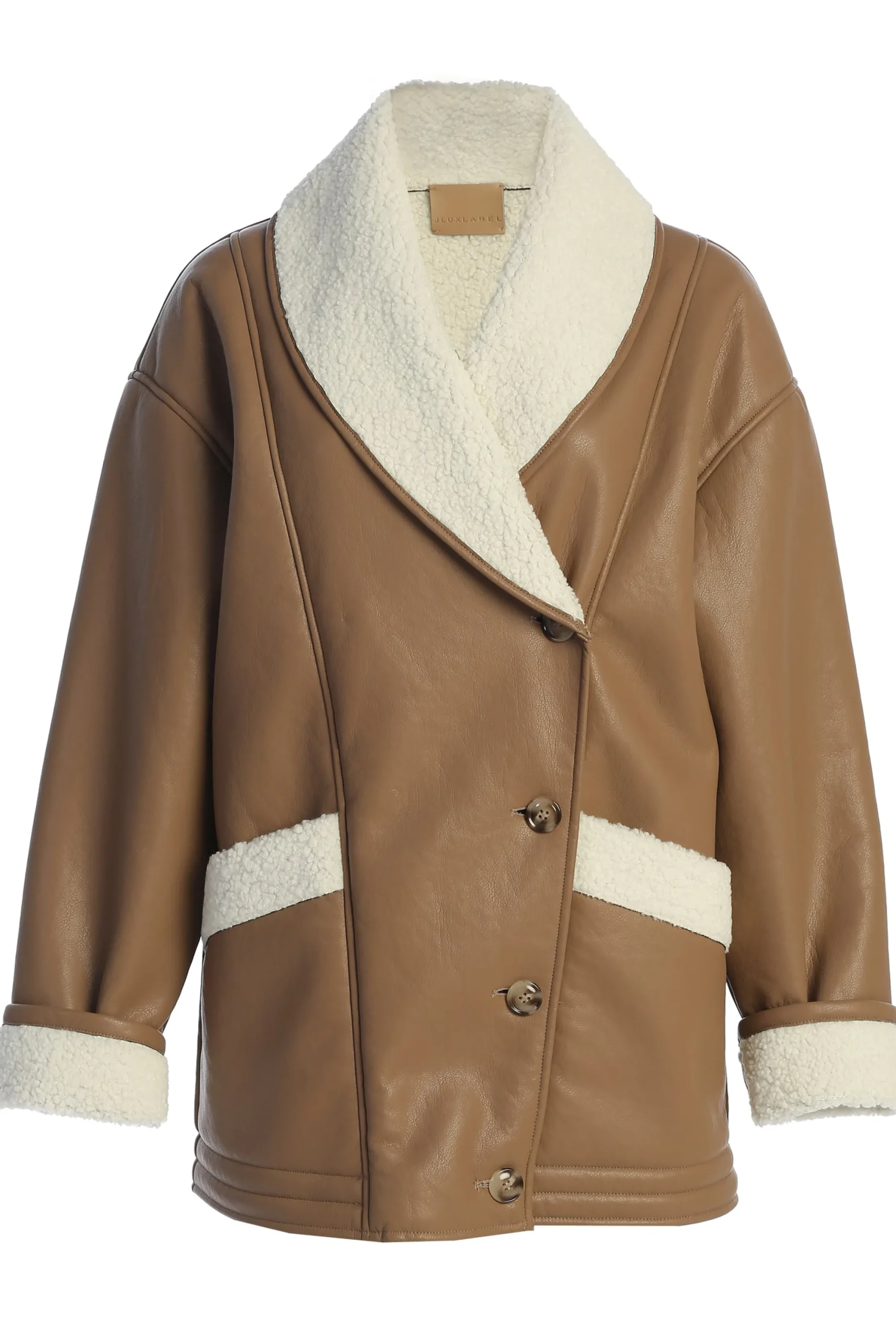 Tan Presley Faux Leather Coat
