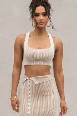 Taupe/White Jodie Ribbed Top