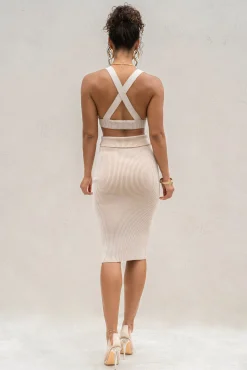 Taupe/White Jodie Ribbed Top
