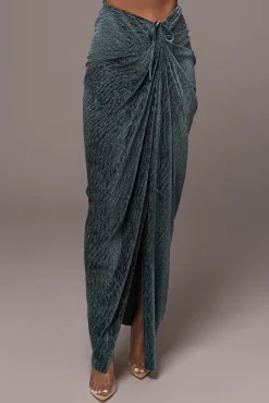 Teal Chosen One Velvet Skirt Set