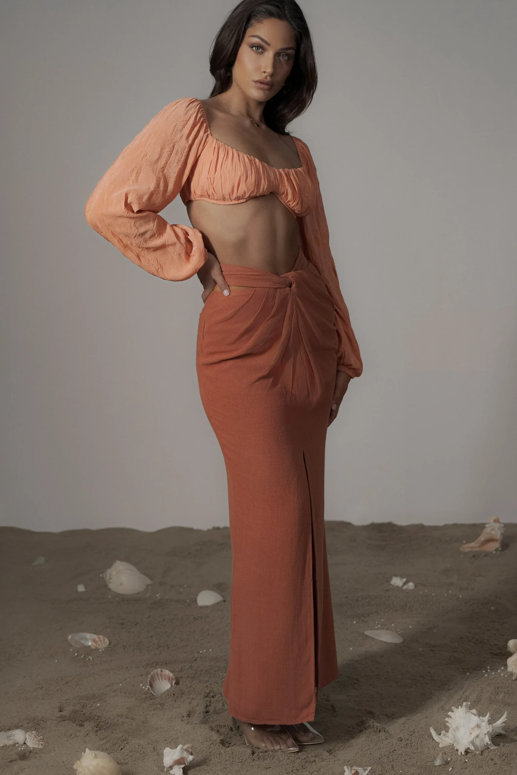 Terra Cotta Dreamland Linen Skirt