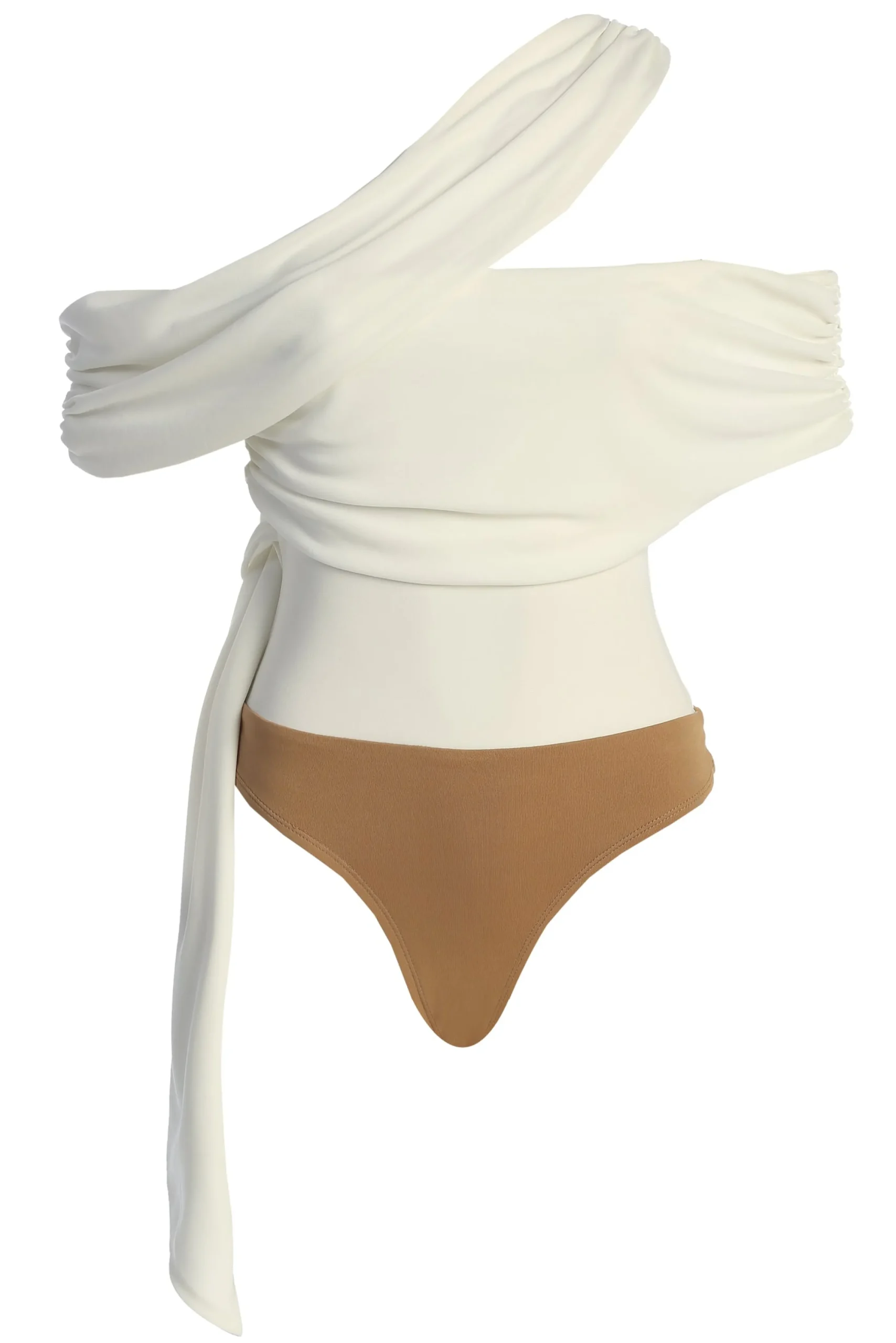 White Above All Drape Bodysuit
