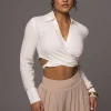 White Drift Away Linen Wrap Top