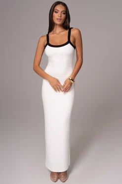 White Francesca Contrast Maxi Dress