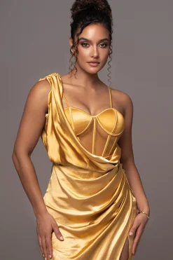 Yellow Anastacia Drape Maxi Dress