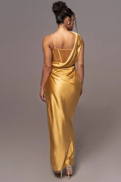 Yellow Anastacia Drape Maxi Dress