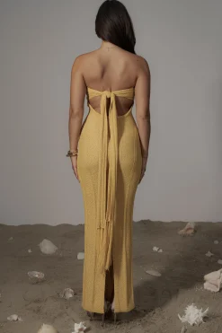 Yellow Blanca Strapless Maxi Dress