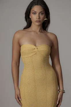 Yellow Blanca Strapless Maxi Dress