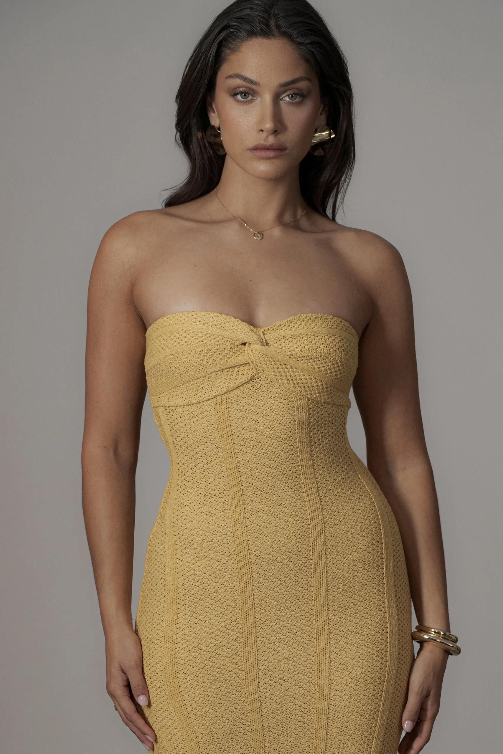 Yellow Blanca Strapless Maxi Dress