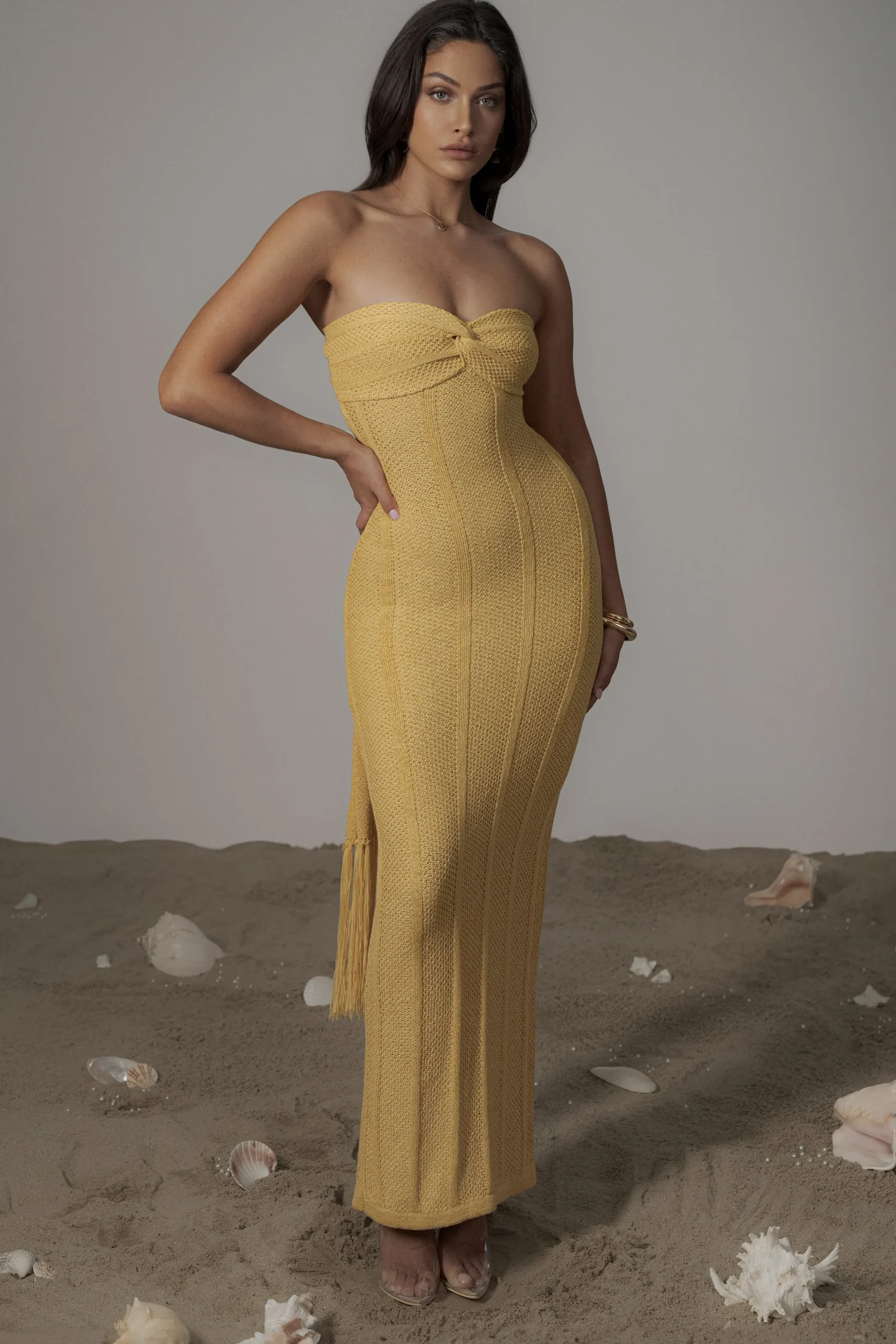 Yellow Blanca Strapless Maxi Dress