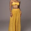 Yellow Lets Get Away Satin Pant Set