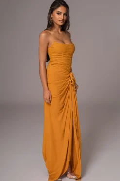 Yellow Noelia Linen Slit Skirt