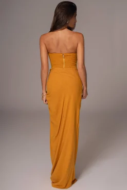 Yellow Noelia Linen Slit Skirt