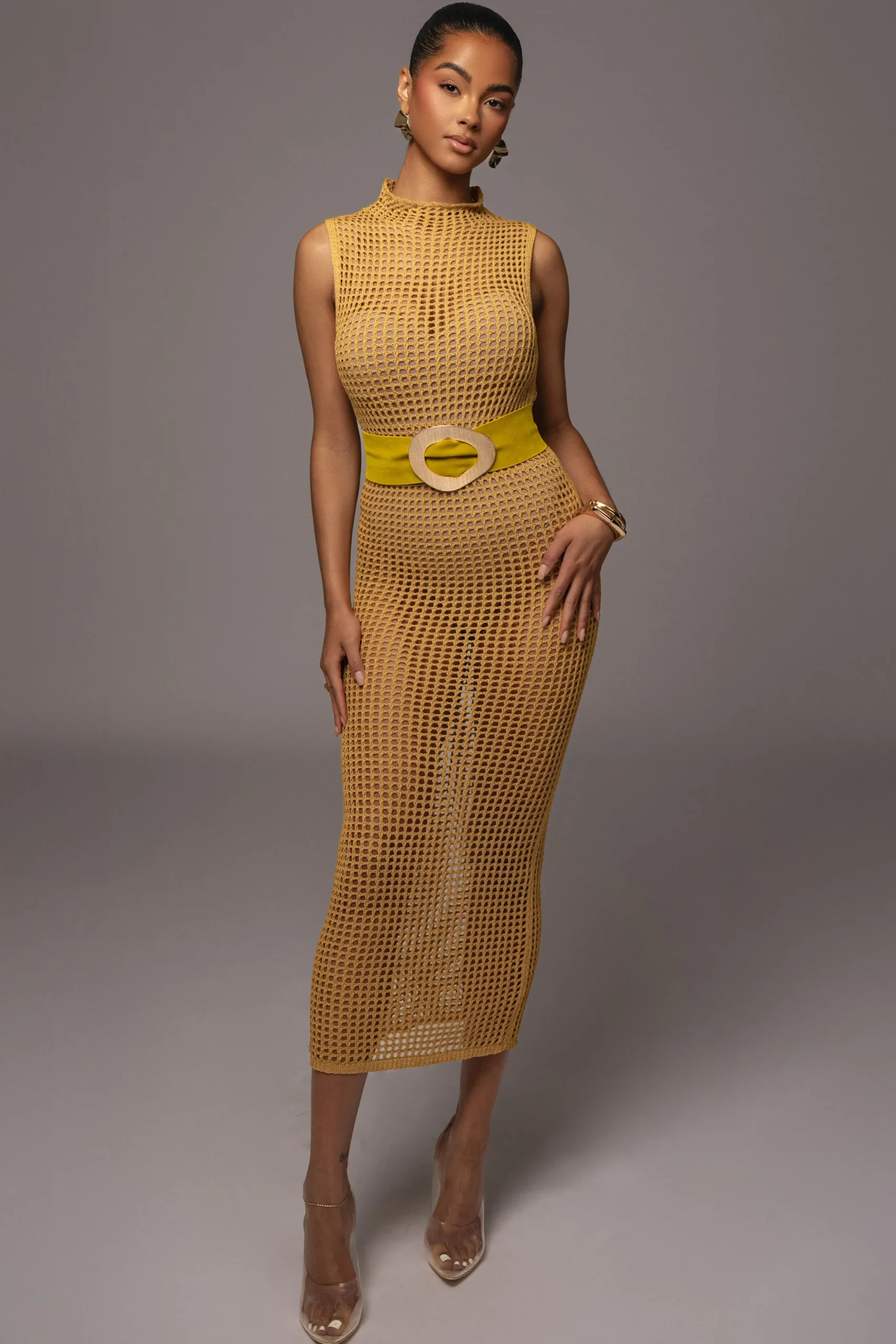 Yellow Pacific Tides Crochet Maxi Dress