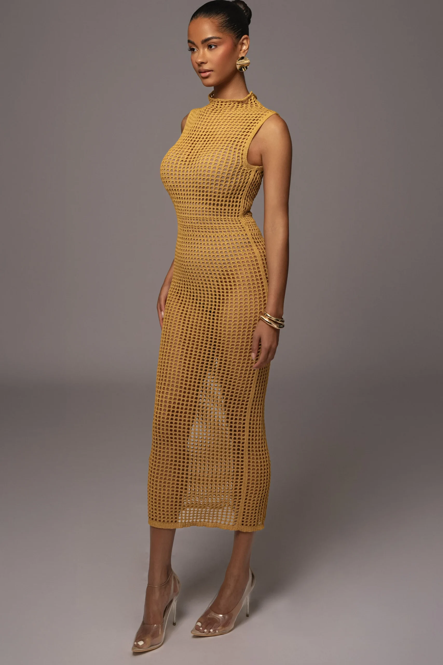 Yellow Pacific Tides Crochet Maxi Dress