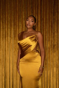 Yellow Satin Belle Maxi Dress