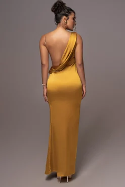 Yellow Satin Belle Maxi Dress