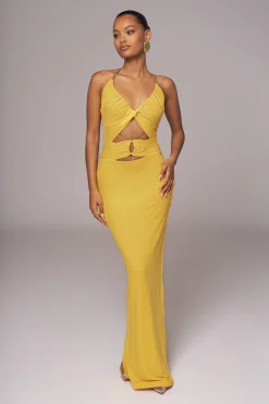 Yellow Secret Bloom Maxi Dress